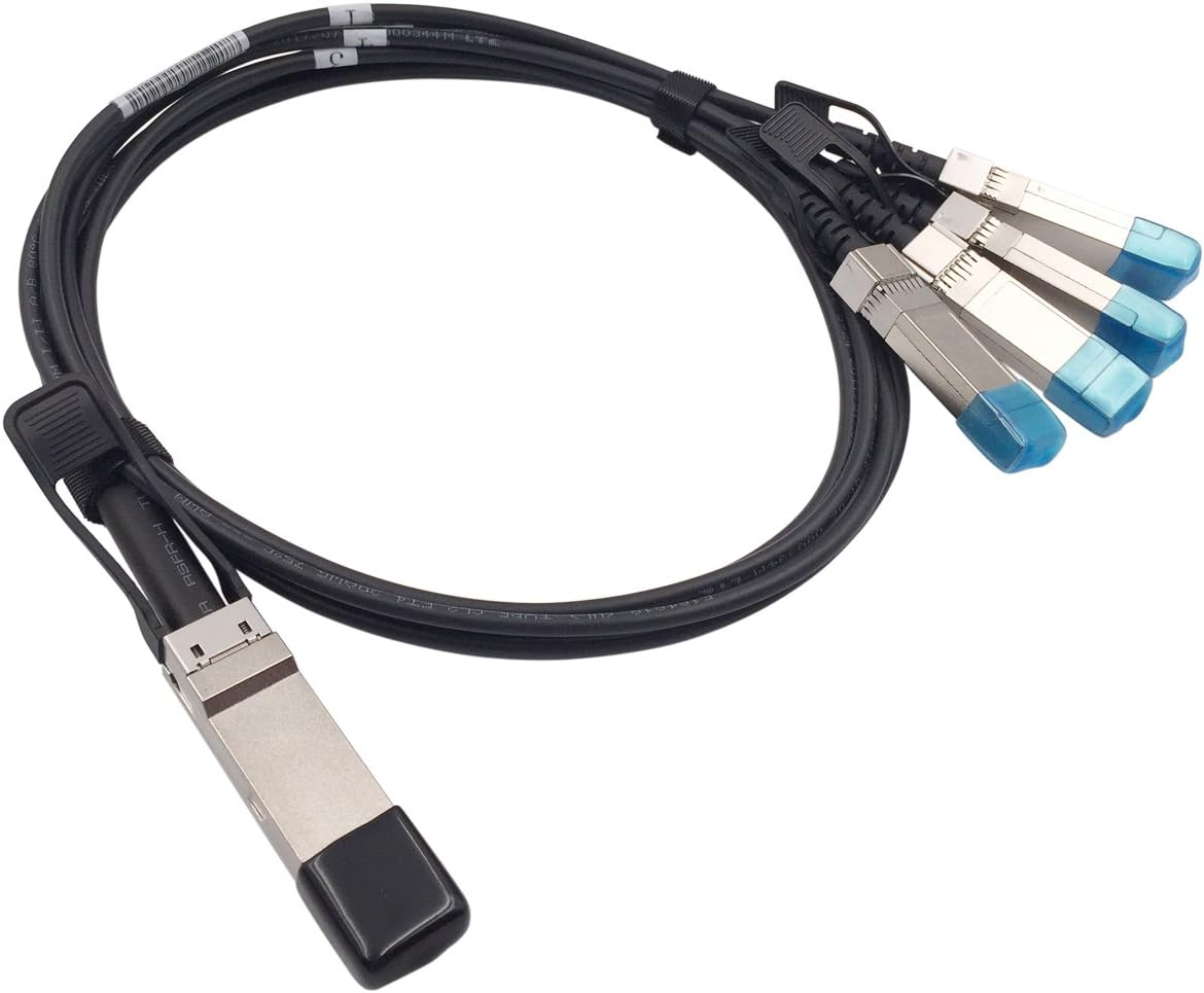 1M QSFP+ to 4 SFP+ DAC Breakout Cable, QSFP-4SFP10G-CU1M, Wiitek 40G QSFP+ Direct Attach Copper Cable, 30AWG Black, for Cisco, Ubiquiti, Mellanox, Supermicro, Compatible for Mikrotik