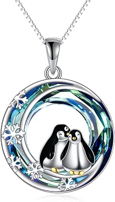 KQF Penguin/Mermaid/Hummingbird/Dragonfly/Phoenix/Horse/Cat/Dog/Elephant Necklace for Women Sterling Silver Crystal Pendant Animal Necklace Jewelry Gifts for Women