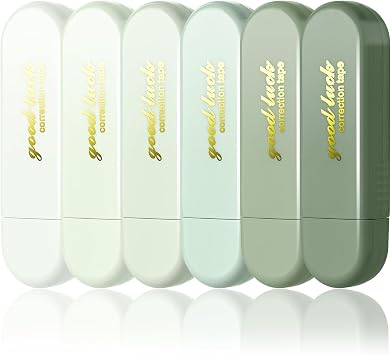 6Pcs Correction Tapes, Cute Mini White Pull Out Tape Set, Aesthetic White Correction for Writing, Easy to Use Applicator for Instant Corrections, for School Office Supplies Green