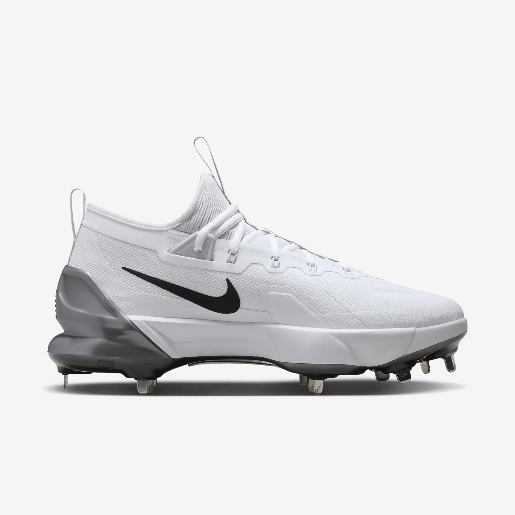 Nike Force Zoom Trout 9 Elite Baseball Cleats (FB2906-102, White/Black/Pure Platinum/Metallic Silver) Size 12