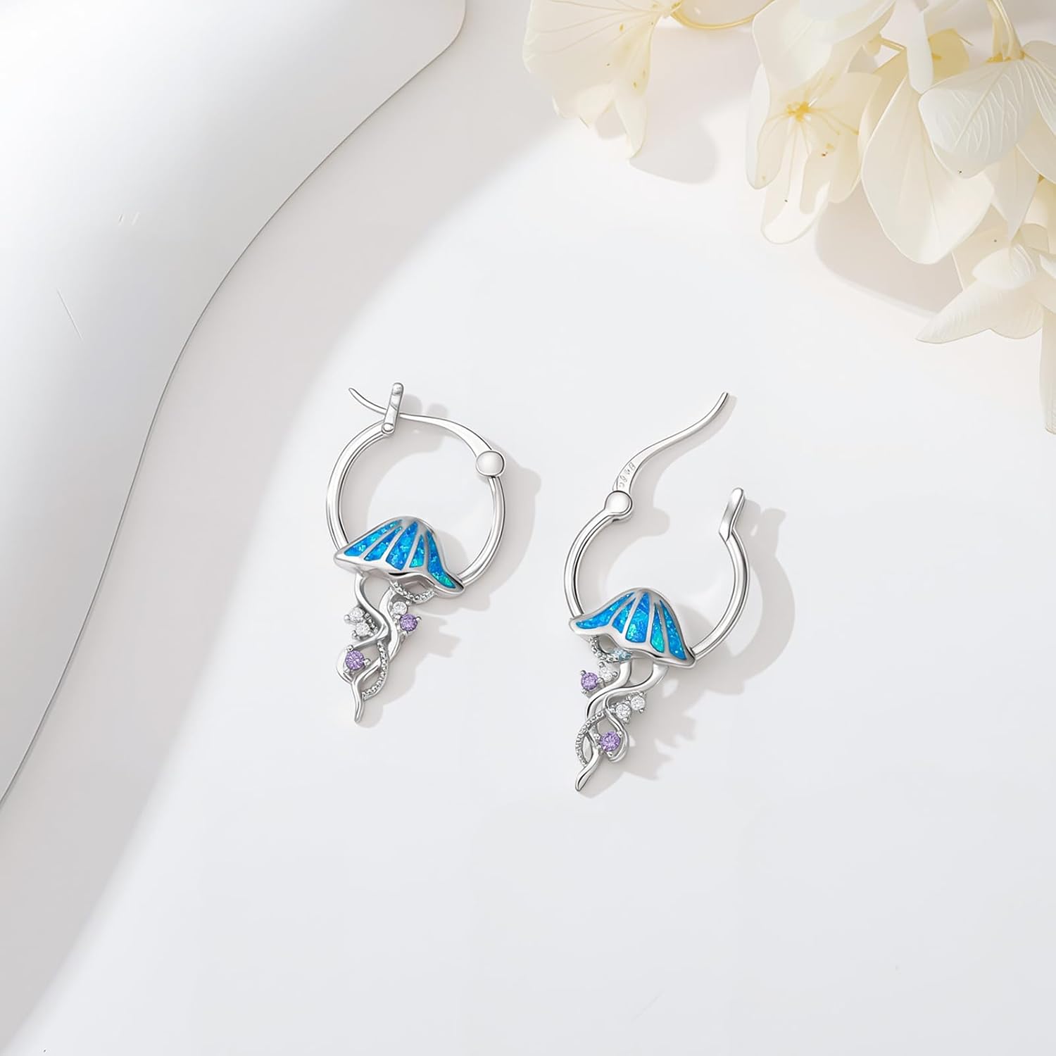 Ocean Hoop Earrings for Women 925 Sterling Silver Sea Turtle/Seahorse/Jellyfish/Shark/Octopus Huggie Earring Beach Themed Jewelry Summer Ocean Gifts for Daughter - Image 2