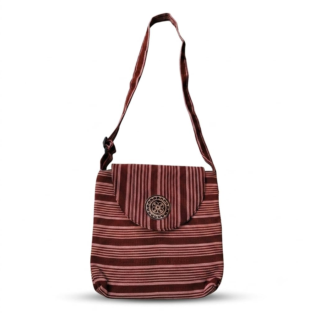 Striped Canvas Sling Bag with Adjustable Strap-image-45