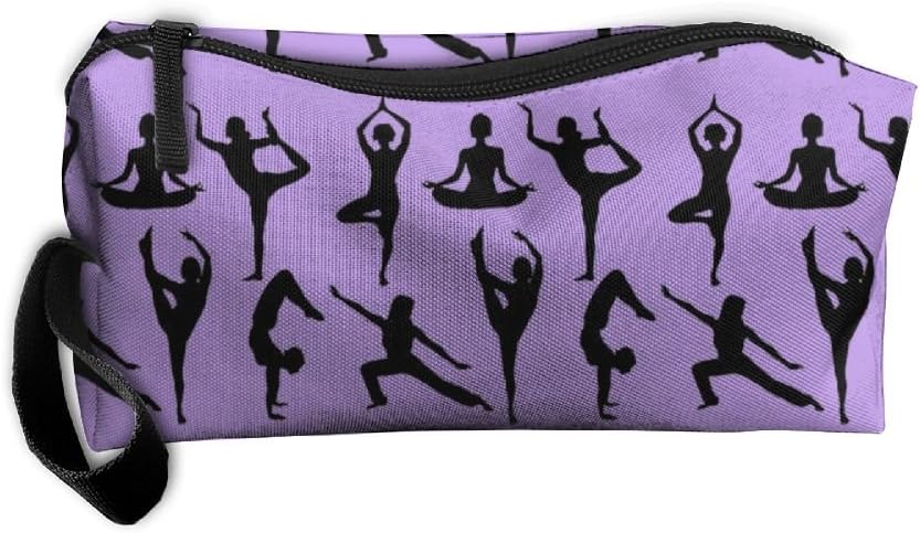 Cosmetic Bags Brush Pouch Makeup Bag Yoga Silhouette Zipper Wallet Hangbag Carry Case Pen Organizer Wristlet Holder