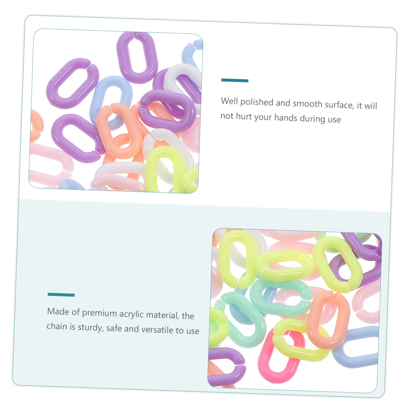 Housoutil DIY Craft Chain Links 200pcs Acrylic Quick Connectors for Bag Chain Keychain Jewelry Making