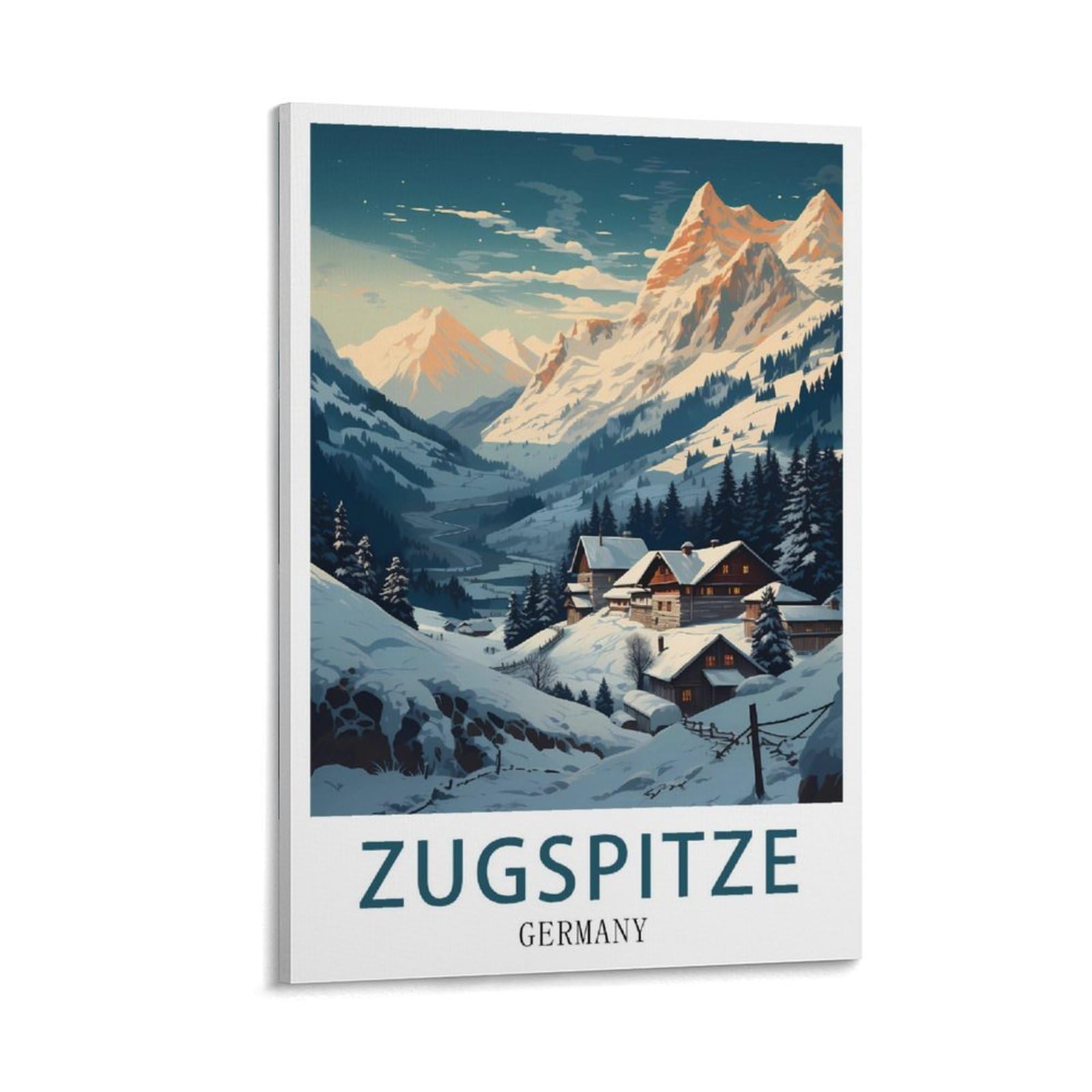 Lhjoiun Frame-Style Zugspitze Germany Vintage Travel Posters 08X12inch(20X30cm) Art Canvas Print For Living Room Bedroom Home Decoration Modern Art