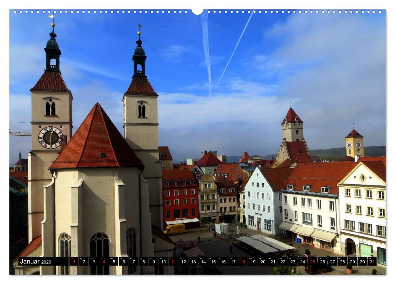 REGENSBURG - urbanes Leben (hochwertiger Premium Wandkalender 2026 DIN A2 quer), Kunstdruck in Hochglanz: Leben in historischem Ambiente (CALVENDO Orte)