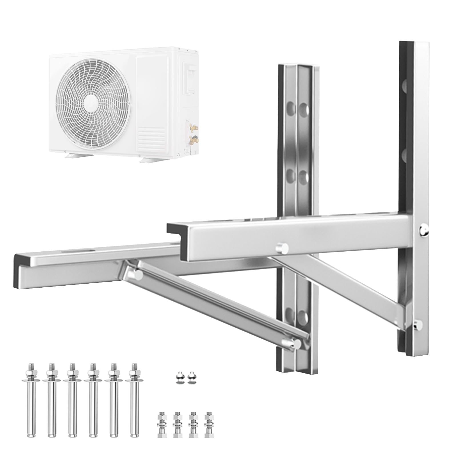 Soporte Aire Acondicionado Exterior, Kit Instalacion Aire Acondicionado, Acero Inoxidable 304, Soporte Universal Plegable, Soporta Hasta 300 Kg(43x46cm/17x18in)