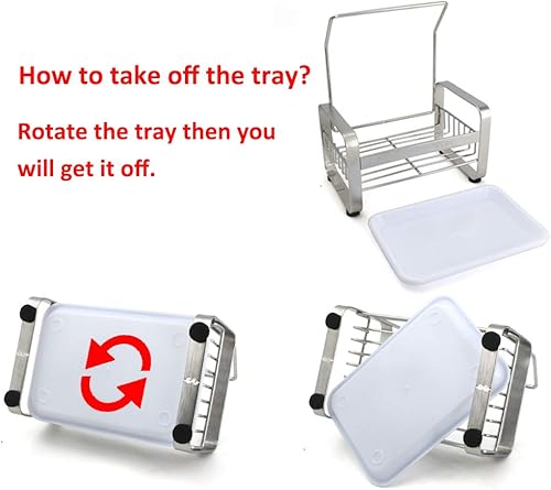 Miniatura 6 de Soporte de esponja – Organizador de fregadero de cocina – Bandeja de fregadero – Soporte de jabón de acero inoxidable SUS304, 9.45 x 5.15 x 8.1