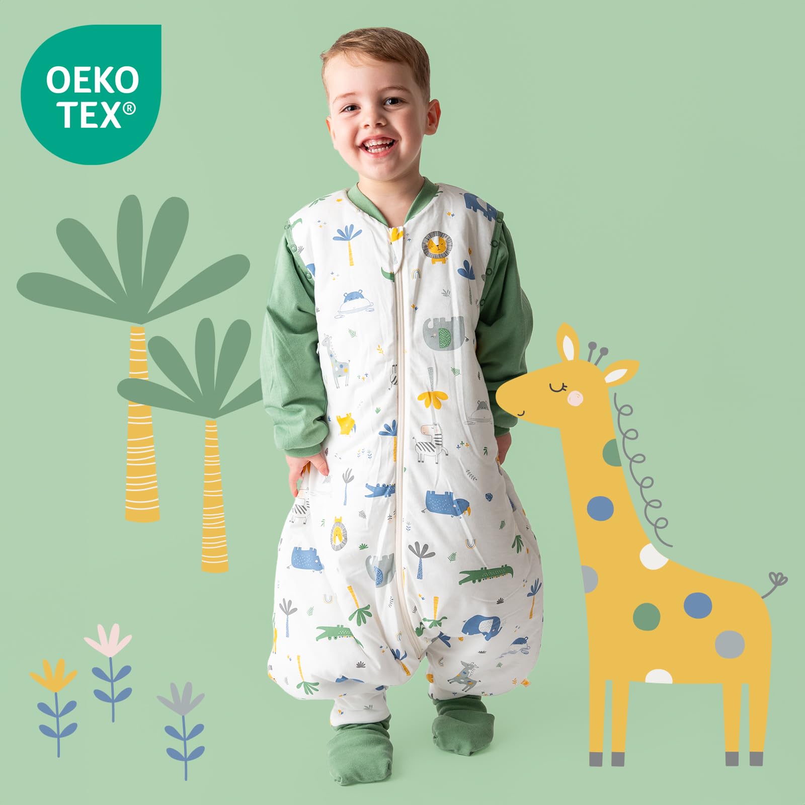 schlummersack Slumbersac Sacco nanna con piedini e maniche 1 Tog I Sacco nanna con gambe OekoTex | Sacco nanna cotone leggero