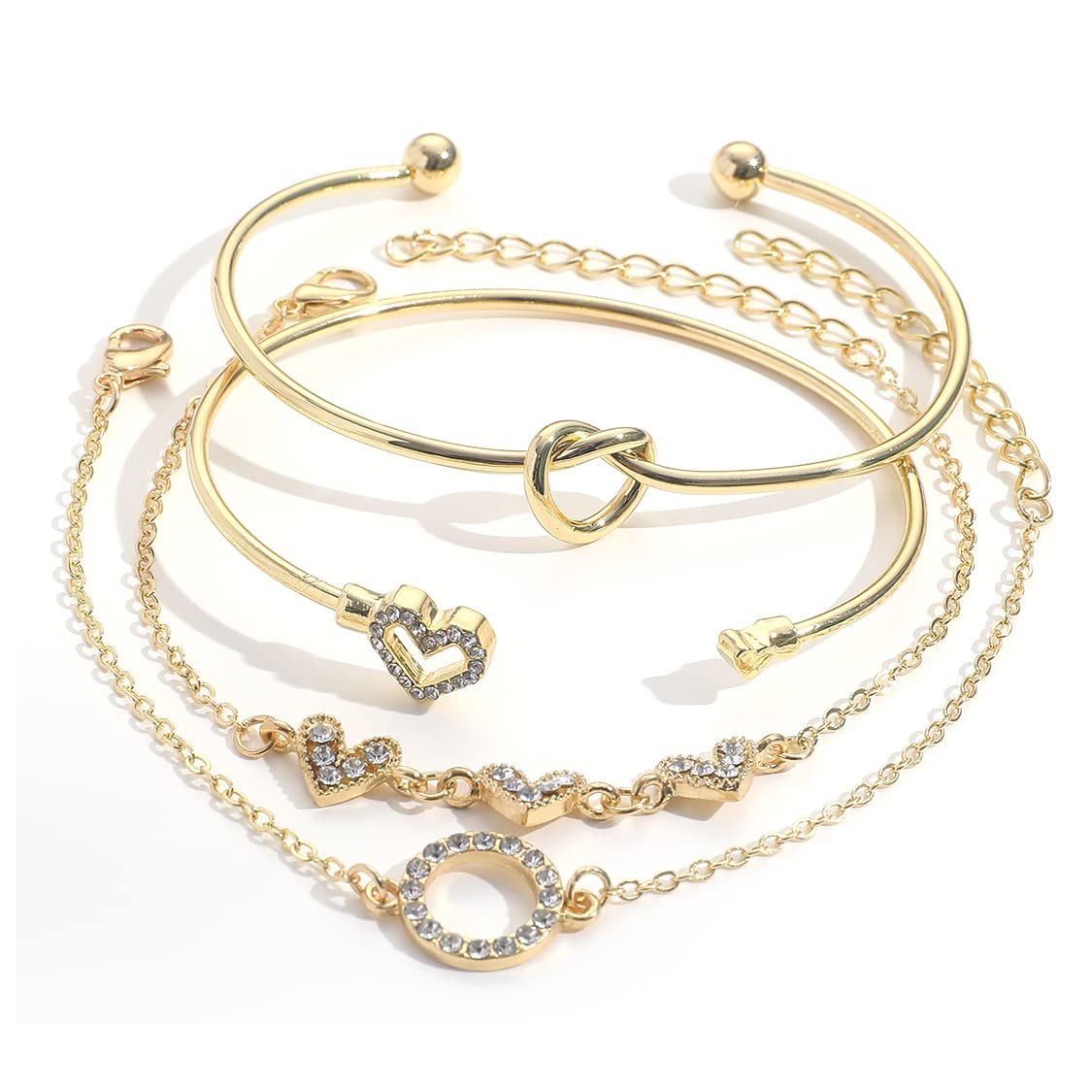 Shining Diva Fashion Latest Stylish 4pcs Multilayer Crystal Heart Bangle Bracelet for Women and Girls (sd14747b) (B0C6YB5CSF) Amazon Price History, Amazon Price Tracker
