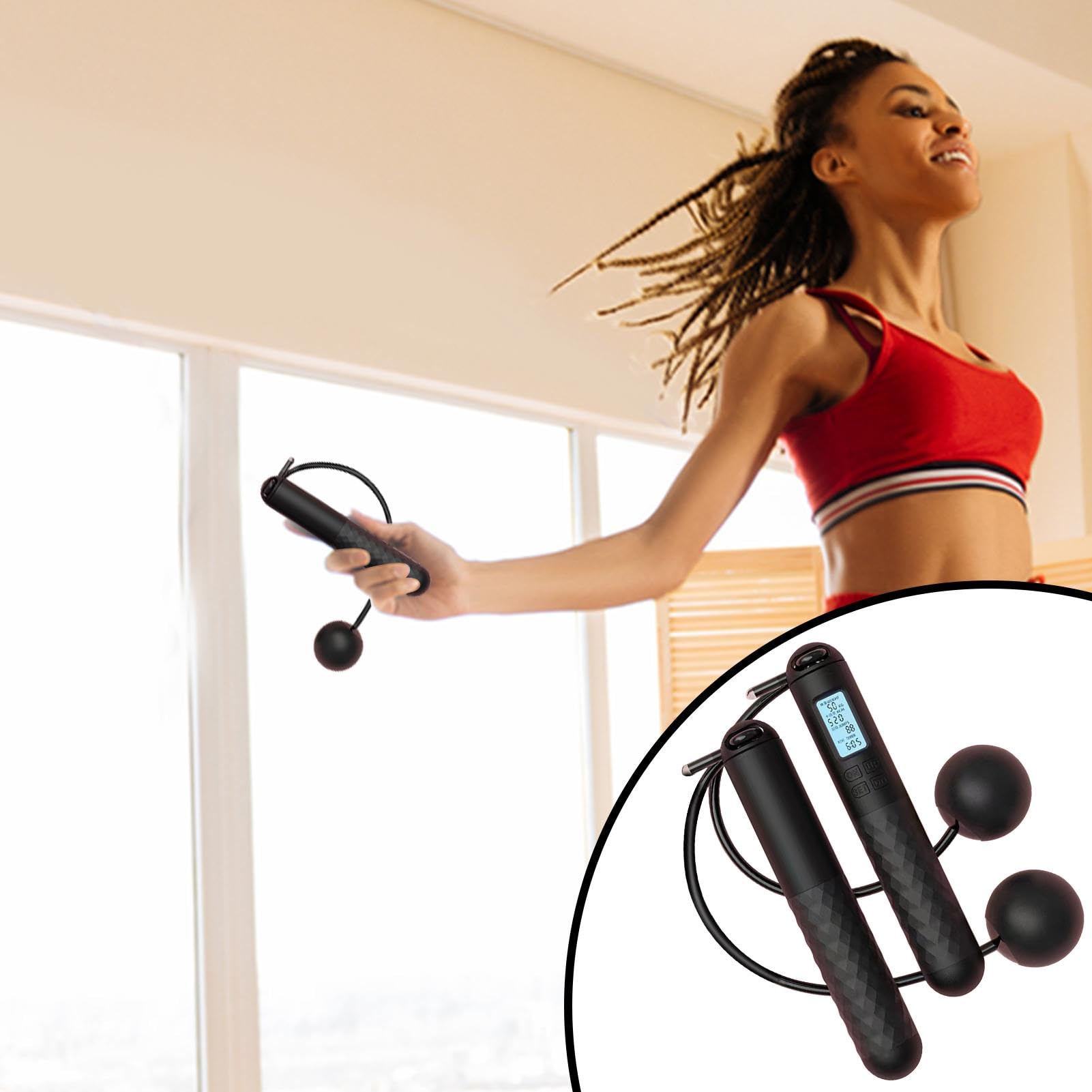 2Pcs Jump Rope,Rapid Speed Jumping Rope, Skipping Rope with Counter, Weighted Jump Rope with Counter, grav-ity Ball Jump Rope, grav-ity Ball Skipping