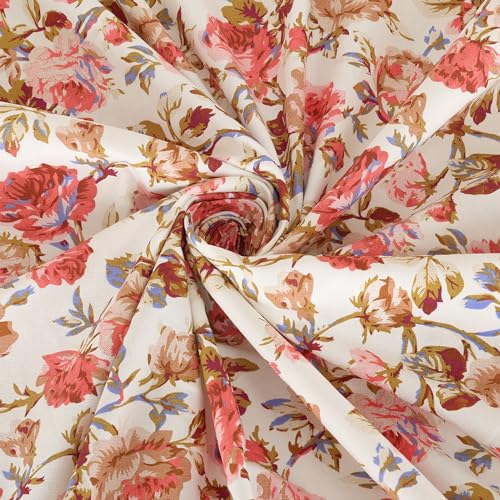 Image of LINENWALAS Cotton Printed Curtains 10 Feet Long 2 Panels Set, Curtain for Door Hangings Home Decor Items for Living Room Bedroom, Semi Sheer Drapes with Eyelet Rings (Red Rose Tulip)