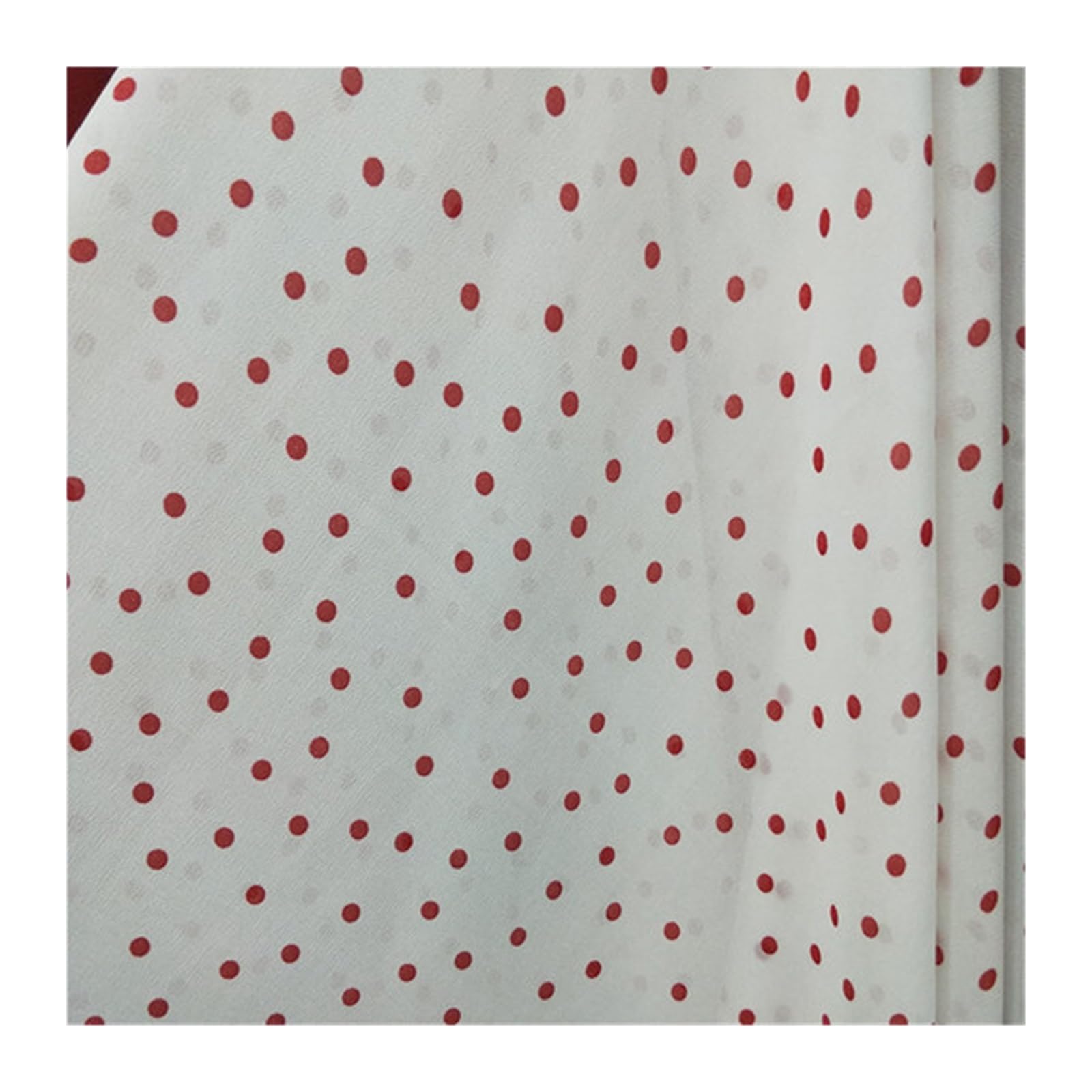 Polka Dots Fabric Polka Dots Pearl Chiffon Fabric By The Meter for Clothing Dresses Shirts Sewing Printed Drape Thin Soft Cloth(White red dot)