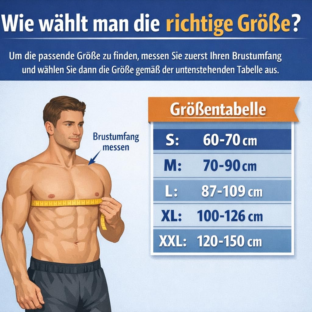 MEK Rippenbandage Herren & Damen - Medizinprodukt made in EU - Rippengurt zur Brustkorb Stabilisierung, Brustbandage Atmungsaktiv bei Rippenbruch & Prellung - Brustgurt 2003 beige (M)