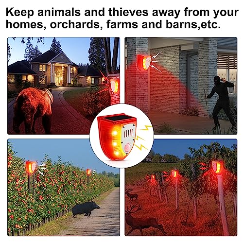 Qualirey MNA-QUALIREY-738 4 Pcs Solar Alarm Motion Detector With Sound Outdoor Motion Sensor 129Db Barking Dog Strobe Light Gunshot Sound Alarm Motion Detector Noise Maker Warning Lamp thumb #6