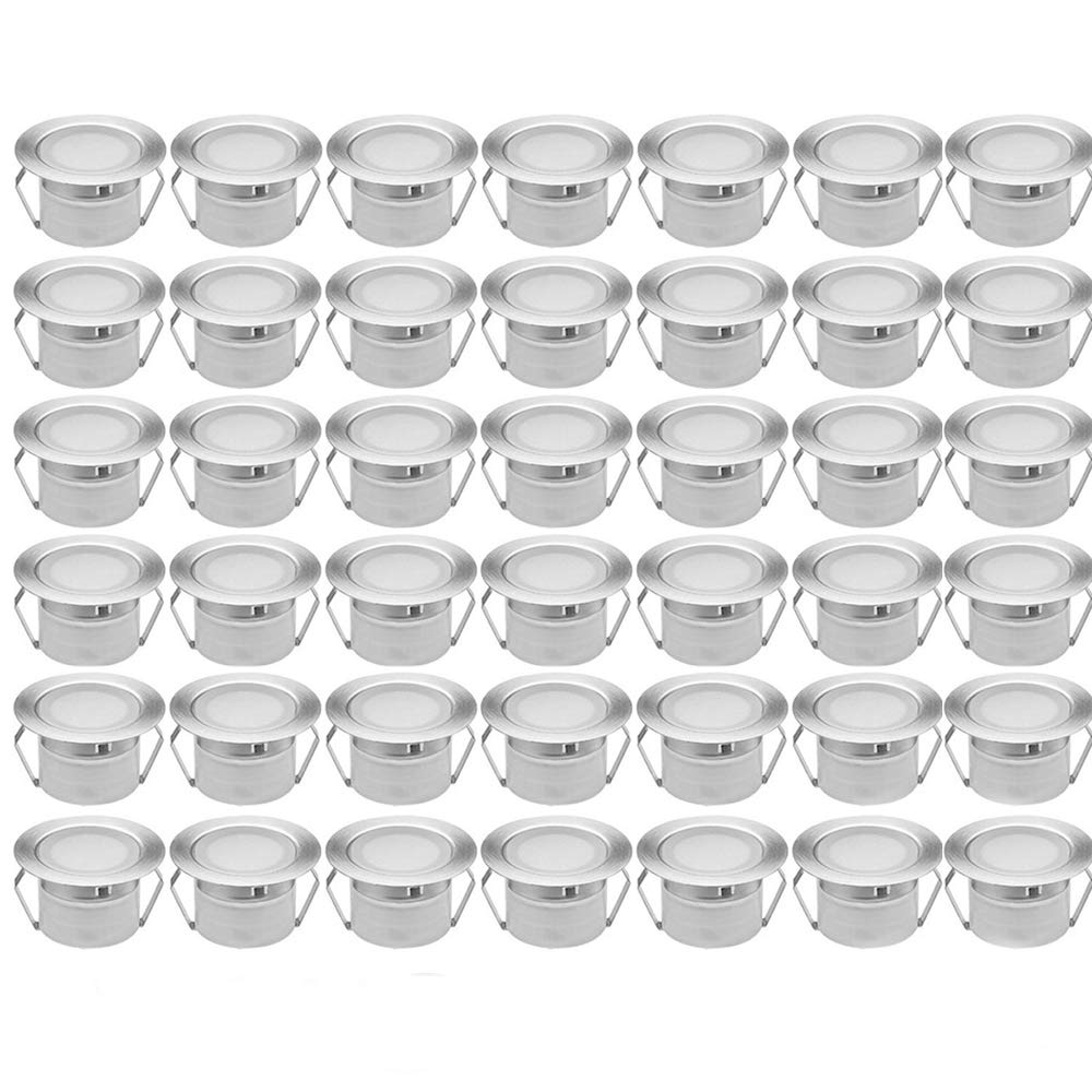 50pcs RGB WIFI LED empotrado iluminación de piso luces de patio Funciona con Alexa, Google Home, DC12V Ø45mm IP67 Impermeable LED downlights terraza kit completo
