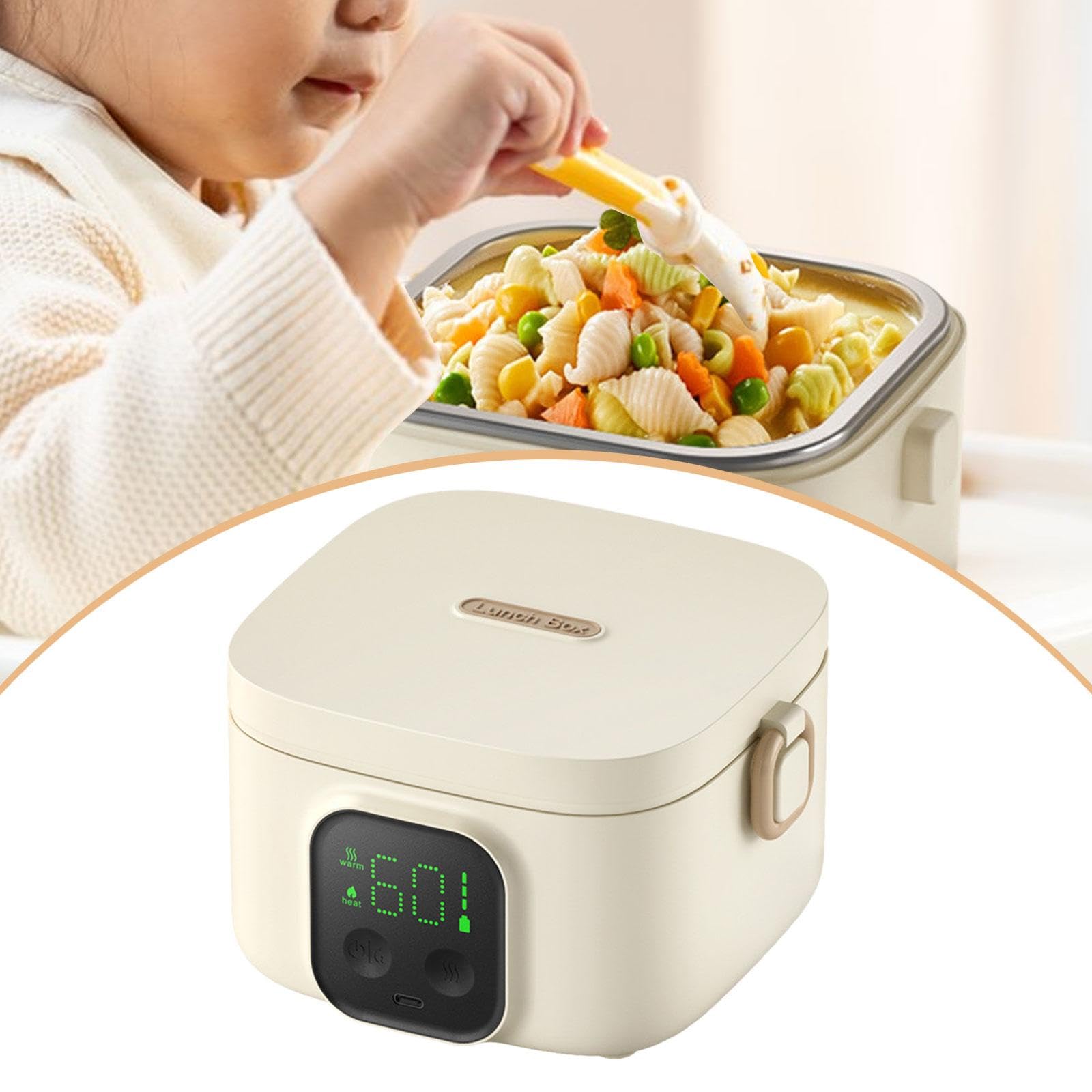 predolo Elektrische Lunchbox, tragbar, multifunktional, 500 ml, kabellos, thermostatgesteuerter Schüsselbehälter mit Warmhaltefunktion für Babynahrung, ideal