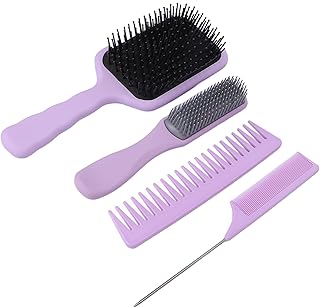 Escova de desembaraçar para cabelos cacheados, conjunto de escova de cabelo Safe Stable para modelar e alisar seus cabelos cacheados(Roxa, Encaixotado)
