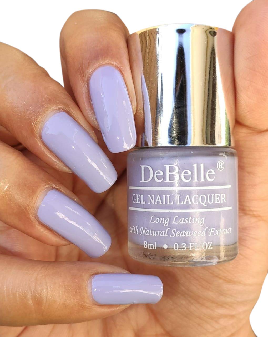 DeBelle Gel Purple Nail Polish-Light Lavender(Blueberry Bliss), 8 ml - Enriched with natural Seaweed Extract, cruelty Free, Toxic Free