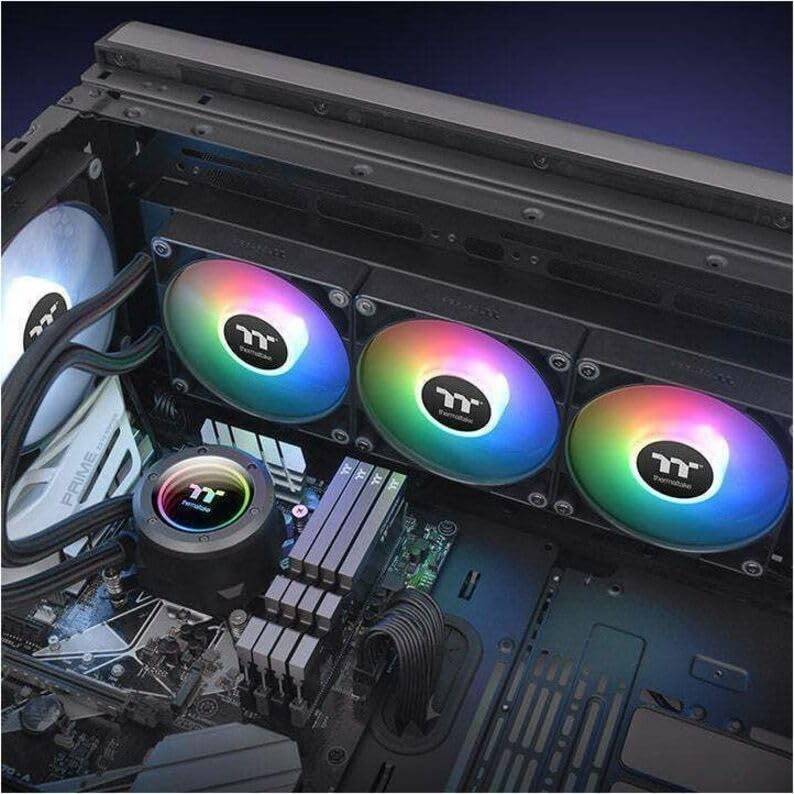 Thermaltake TH420 ARGB Sync V2 CPU Liquid Cooler/AlO Liquid Cooling/Fan 140mm*3/PWM 500~2000 RPM/Mirror Waterblock/MB ARGB Sync Control, CL-W376-PL14SW-A , Black - 2