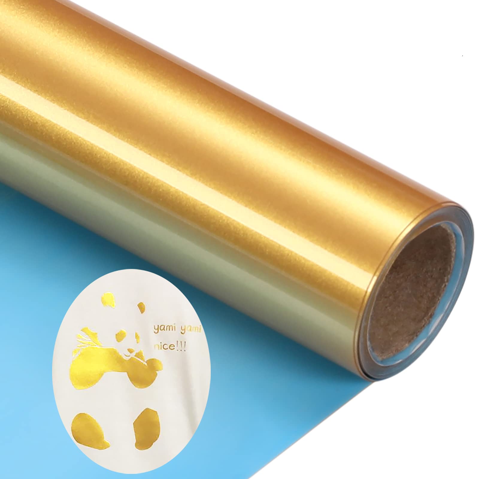 Photo 1 of KEGUMINGX Gold Heat Transfer Vinyl Roll, 12in x 5ft