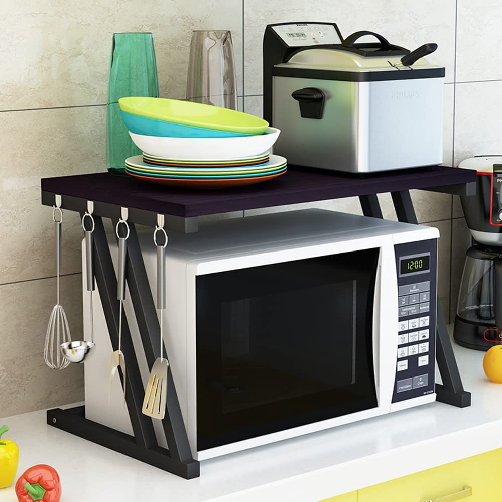 RELOVE Scaffale per Forno a Microonde, Mensola per Forno a Microonde da Cucina Organizzatore a 2/3 Ripiani, Fino a 25 kg (57 * 38 * 38 cm Z nero)