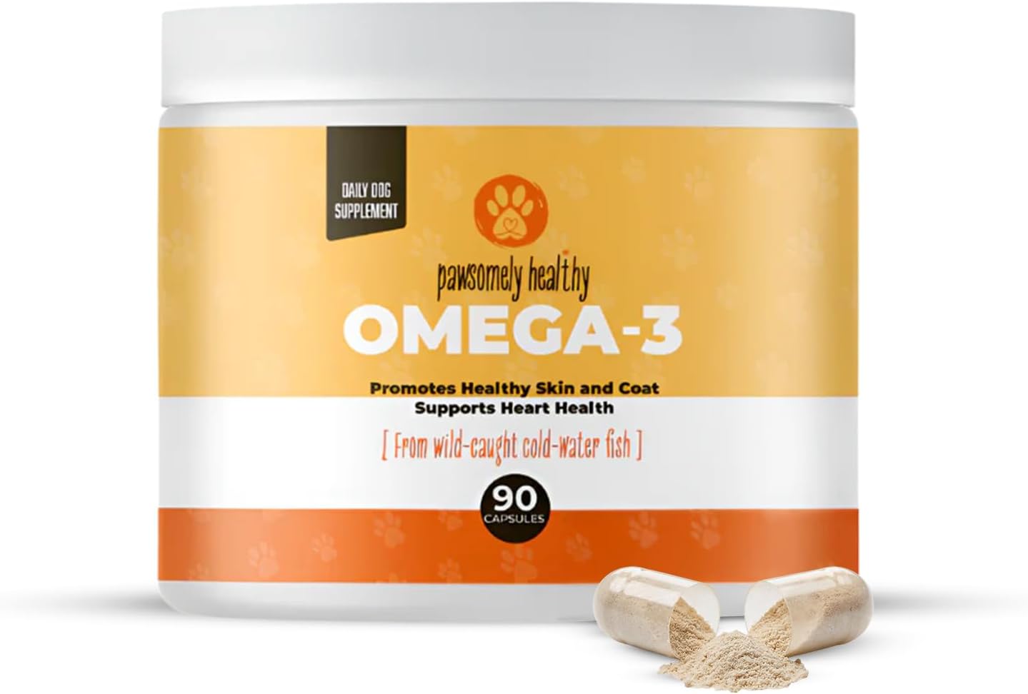- Pawsomely Healthy Omega-3 Fish Oil for Dogs – Wild Caught Anchovy Oil – High EPA & DHA – Supports Skin, Coat, Joints, Heart – Reduces Itching, Shedding, Allergies – Vet Approved – 90 Powder Capsules