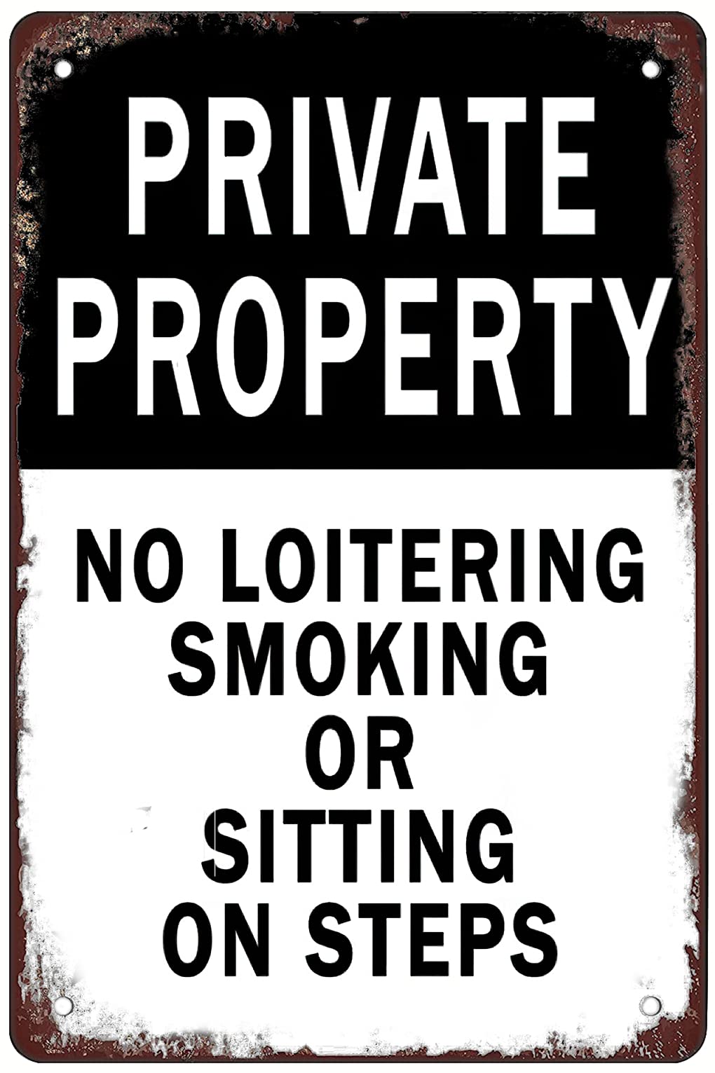 Metal tin Sign No Smoking or Sitting on The Steps-Vintage Aluminum tin Logo Garden Logo Bar Restaurant Family Farm Garage Art Festival Gift Wall Logo 12x16inch