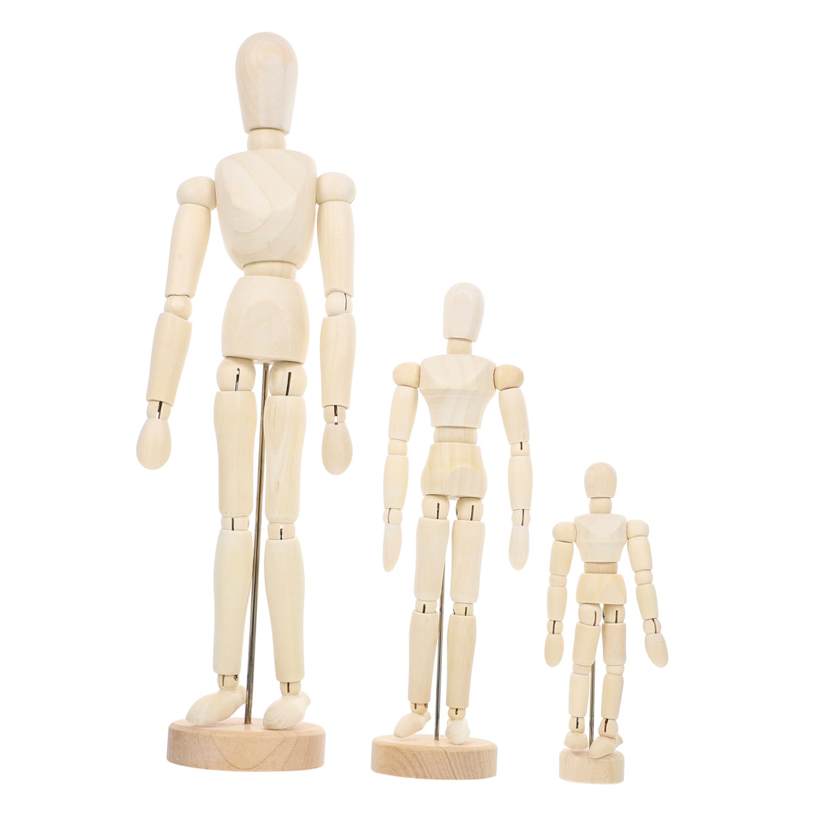 HOMSFOU 3Pcs Solid Wood Jointed Puppet Model Art Sketching Figures for DIY Adornments Flexible Movement for Creative Imagination for Students and Collectors