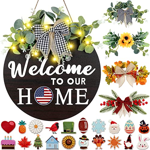 EgticLive Interchangeable Welcome Sign for Front Door, Farmhouse...