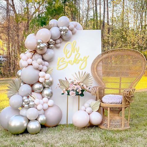 Image of Oh Baby Sign for Shower Backdrop - Glitter Felt Party Banner for Boy Girl Shower Decorations, Gender Reveal, 1st Birthday Photography Background - Gold
