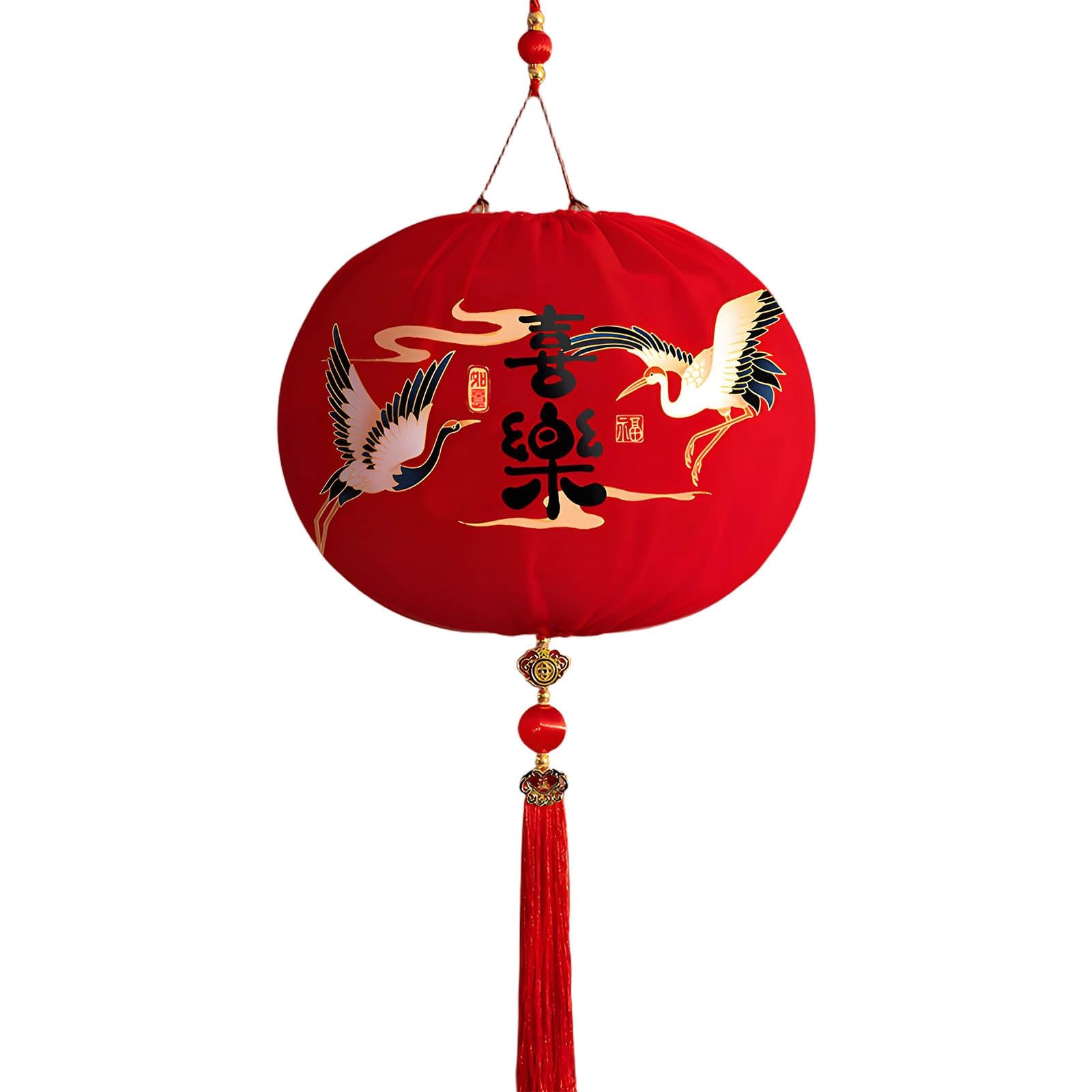 SBZIOJHDR Chinese-style lanterns, Creative Round Red Lanterns with Tassels, Traditional Hanging Decorations, Lucky Lantern(E,15in)