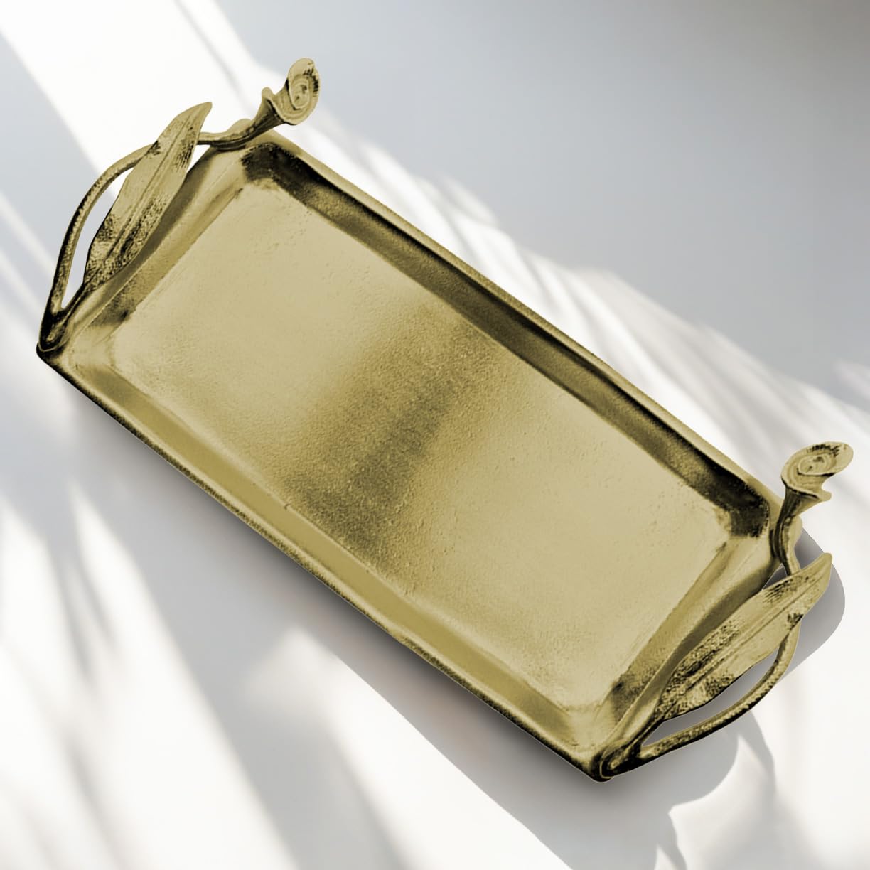 Decozen Bathroom Tray - Elegant Aluminium, Brass Organizer for Towels, Lotions, Decorative Kitchen, Bedroom, Home Decor Organizer Countertop Bath, Vanity Tray - The Calla Lilly Collection