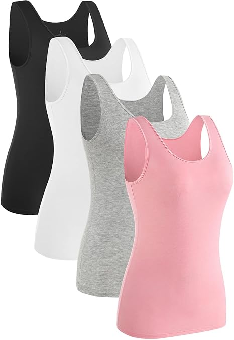 Rosyline Womens Sleeveless Tank Tops Layering Tanks Undershirt Tank Top 3-4 Pack