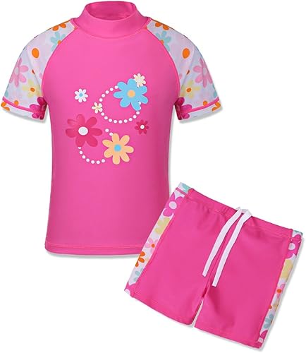 TFJH E Traje de baño para niñas UPF 50+ UV traje de baño de dos piezas Sunsuit 2-6 años