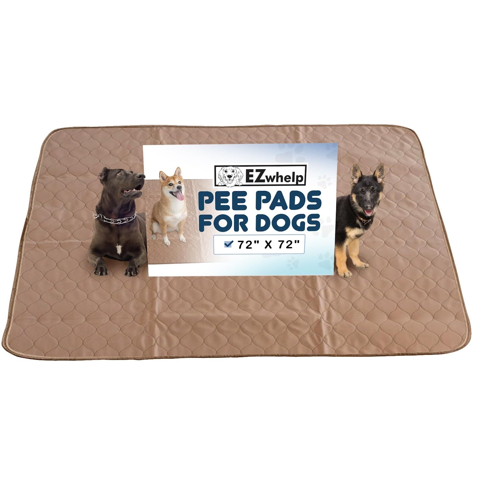EZwhelp Reusable Dog Pee Pads - Waterproof Training Pads for Dogs - Washable & Sanitary - Rounded Corners - Laminated, Lightweight, Durable - Pet