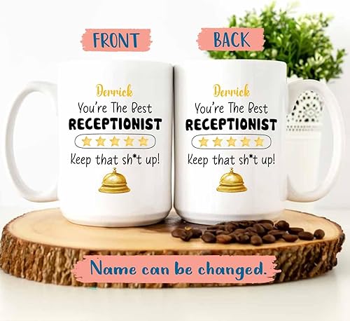Vista 45 de Taza de café de recepcionista médica personalizada, taza de té blanca de recepcionista médica, taza de té blanca de 11 onzas, taza de café Taza