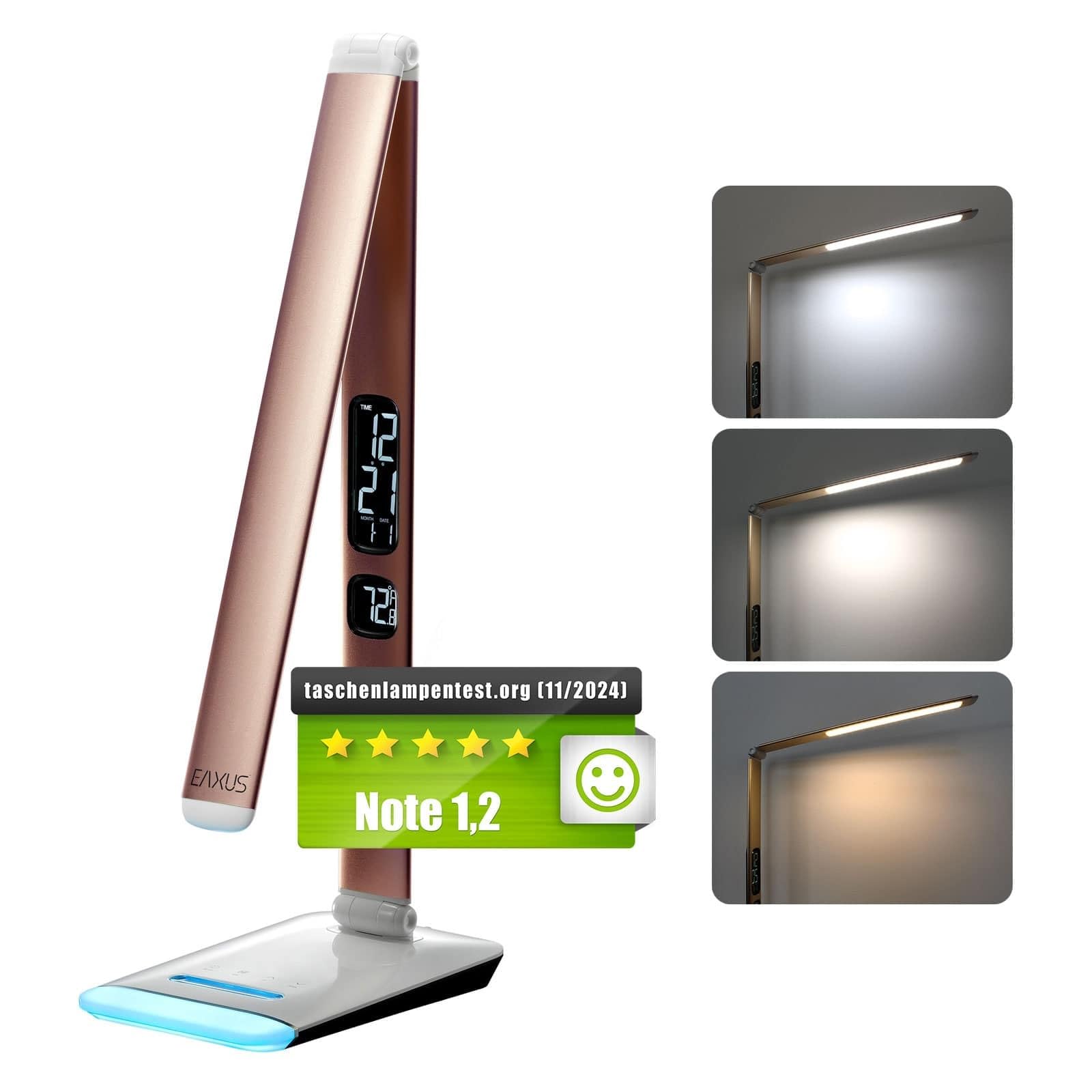 Eaxus&reg; Lampada Da Tavolo A LED 3in1 - Lampada Da Comodino Flessibile USB O A Batteria, Bianca