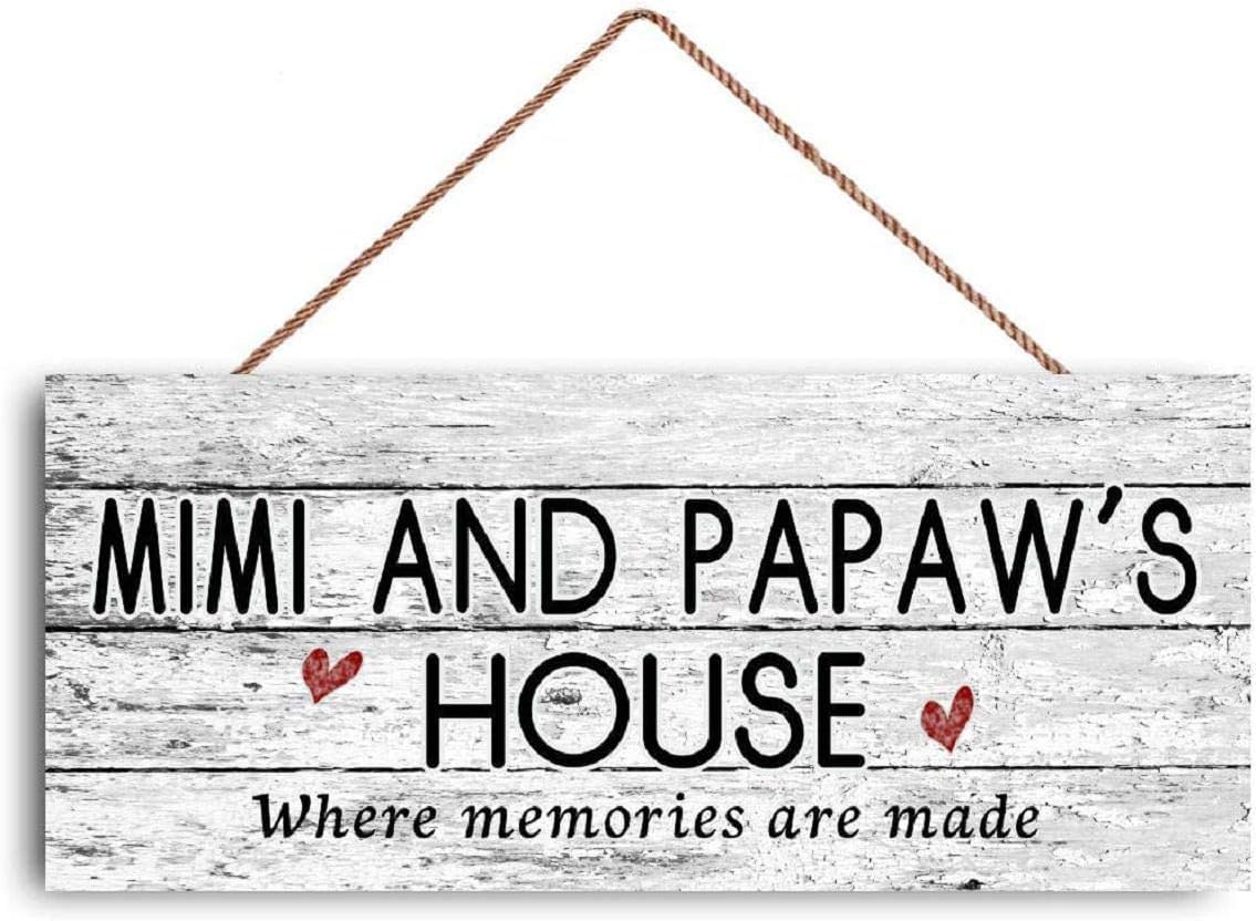 Wooden Mimi and Papaw's House Signs, Where Memories Are Made, Distressed Style, Gift for Grandparents, Indoor Outdoor 6 x 12 Sign