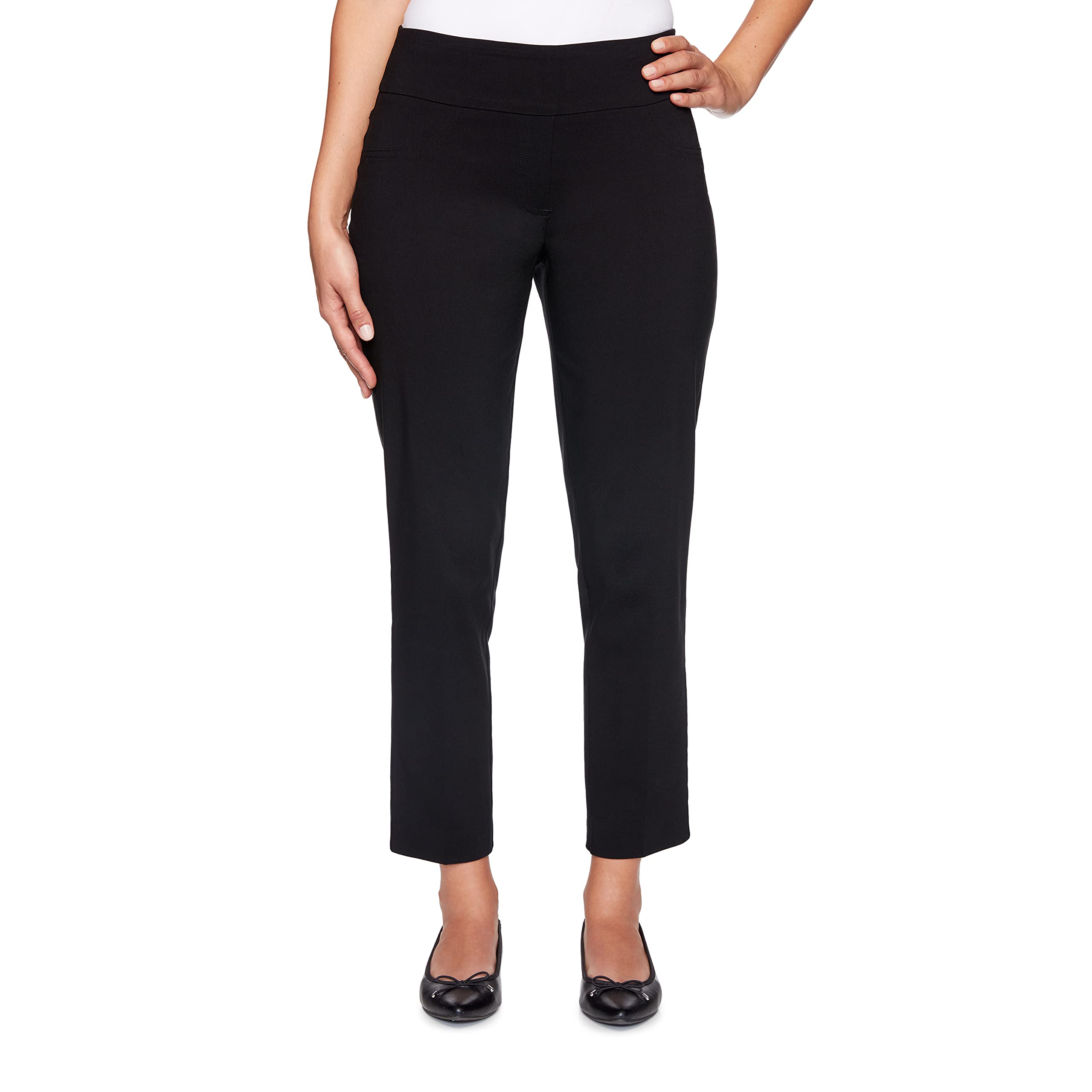 Ruby Rd. Womens Womens Petite Mid-Rise Pull-on Straight Solar Millennium Tech Ankle Pant