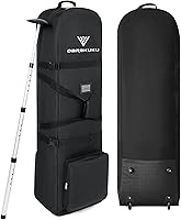 Vista 12 de Golf Travel Bags for Airlines with Adjustable Support Rod and Detachable Shoulder Straps, Hard case Top Soft Foldable Golf Club Travel Covers