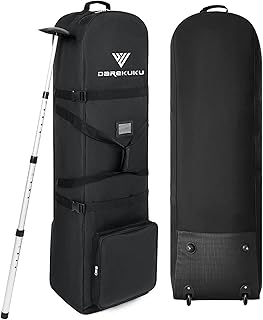 Golf Travel Bags for Airlines with Adjustable Support Rod and Detachable Shoulder Straps, Hard case Top Soft Foldable Golf Club Travel Covers