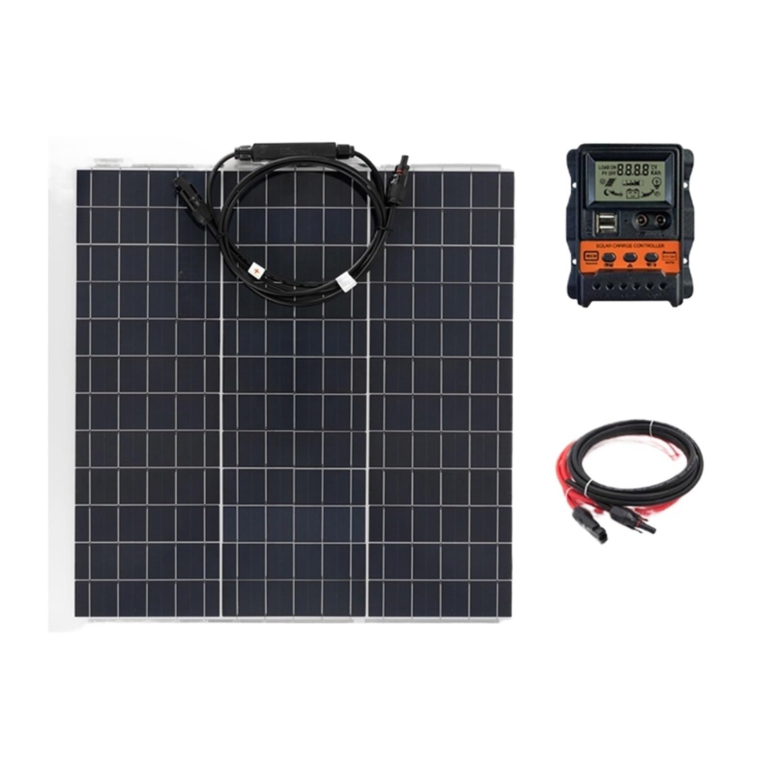 Panel Solar 300W Célula monocristalina Flexible RV 12V Kit de Panel Solar con Controlador Completo for automóvil/Barco/batería/Camping Seguro Eficiente(1pc-300W 30A Kit)