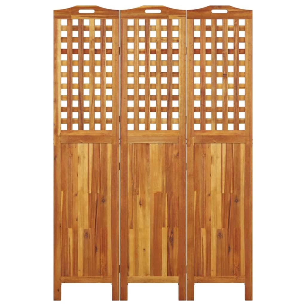 Divisorio in legno massiccio di acacia, 3 pezzi, 121,5 x 2 x 180 cm, paravento pieghevole per privacy e privacy in soggiorno