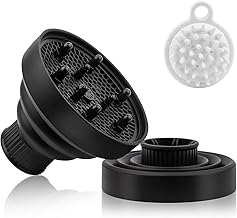 Diffusore Capelli Ricci Diffusore Capelli Pieghevole Silicone Phon Diffusore per Capelli Ricci e Mossi Diffusori con Massaggiatore Capelli per Diametro 1.57"-1.97" | Nero