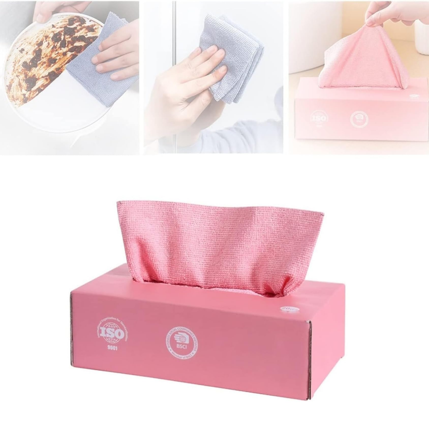 Contemporary 20 Pcs Microfiber Kitchen Clothes For Cleaning, Dusting Cloth For Home Cleaning, Super Soft Lint And Streak Free Reusable Absorbent Cleaning Cloths(40 X 40Cm, 340 Gsm, Pink)