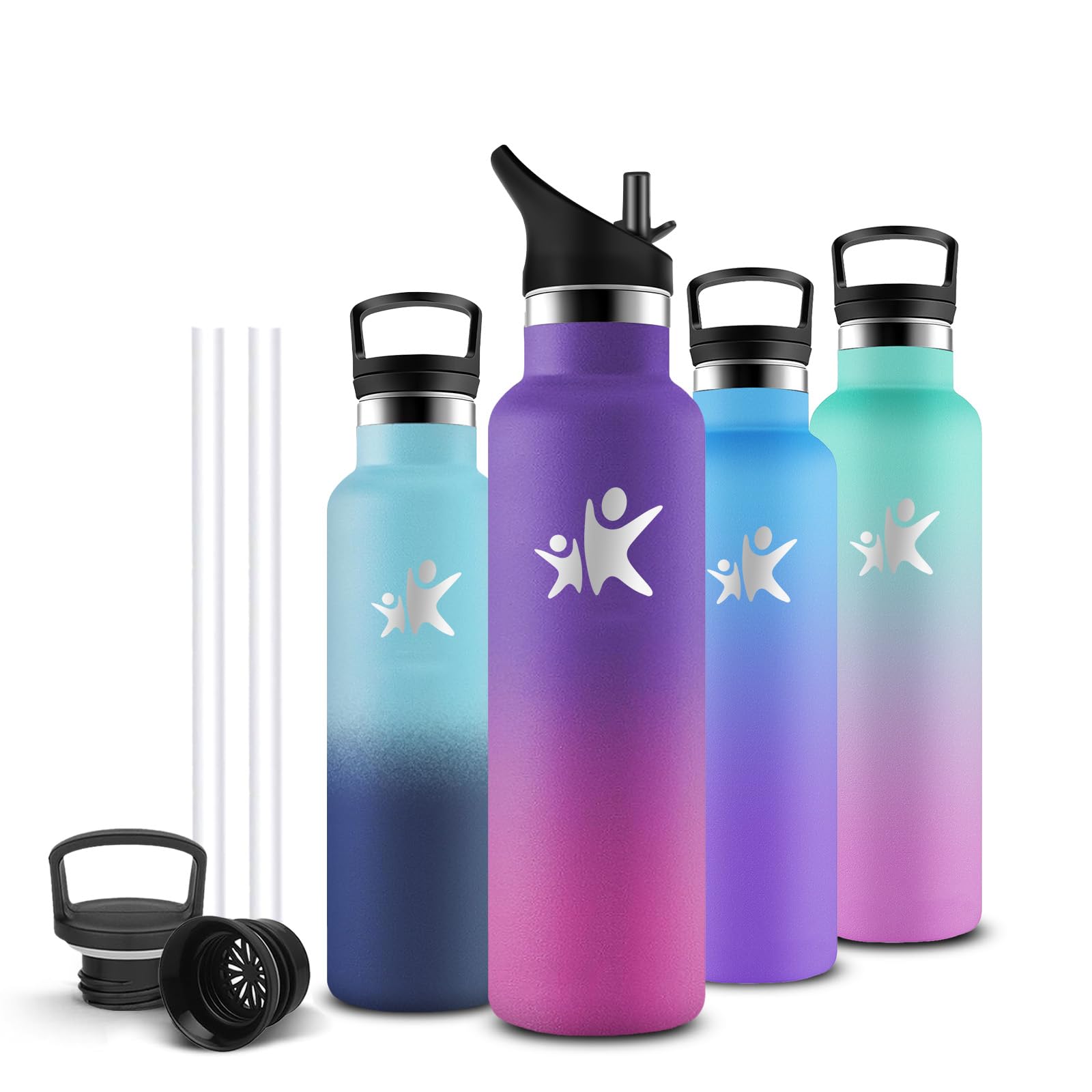 Mujigaga Insulated Water Bottle, 750ml Water Bottle, BPA Free, Water Bottle with Straw, Leakless, Thermal Bottle, Vacuum Insulated, Thermal Bottles for Camping, Offices, Travel, Gym