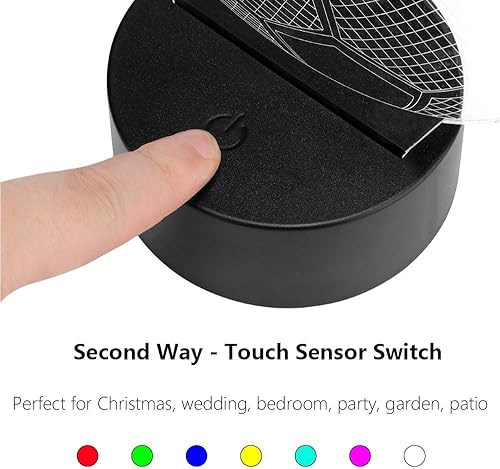 Miniatura 5 de Juego de 8 bases de lámpara LED de noche 3D con hoja acrílica en blanco, base de gran tamaño incluye control remoto + cable USB, decoración de 16