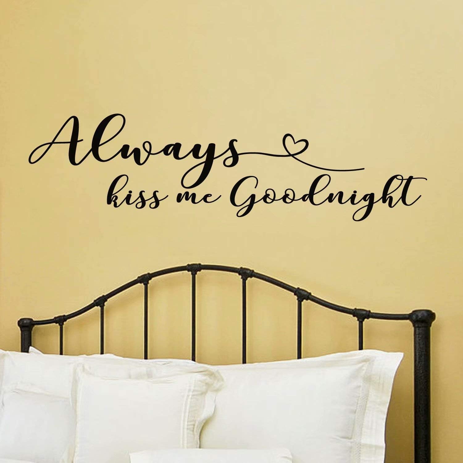 BATTOO Warmly Wall Decal Quote for Bedroom - Always Kiss Me Goodnight Art Sticker Vinyl Decor (40"X11")