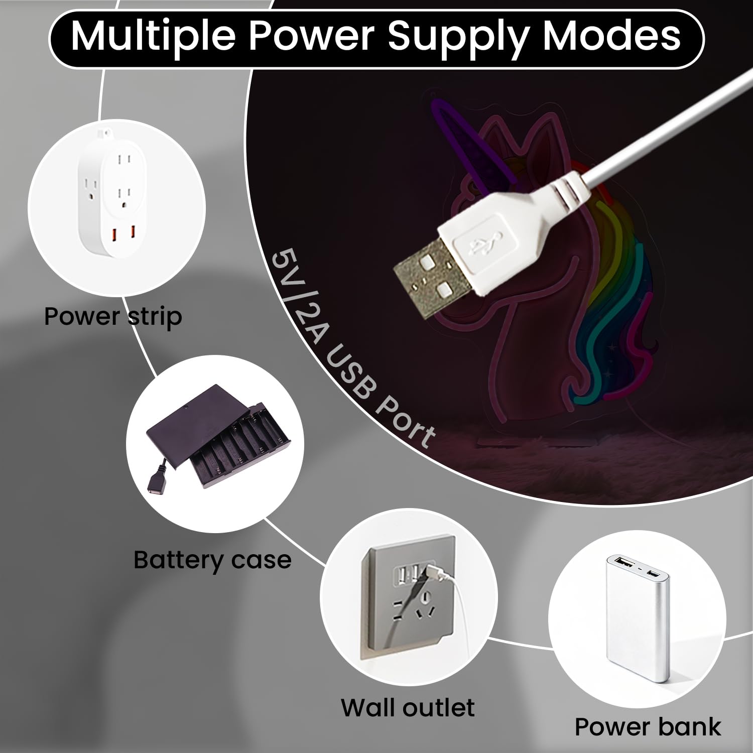 Cartel de neón LED de unicornio, luminoso, luces mágicas de unicornio, cartel de neón iluminado con base para dormitorio, habitación, pasillo, garaje, bar, sala de juegos, hombre, niña, cueva